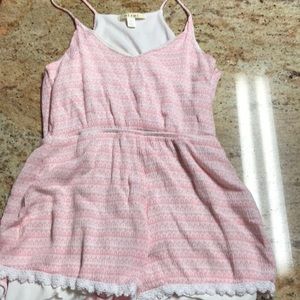 Pink and white pattern romper